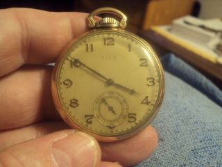 Antique 1936 Elgin 10k Gold Filled Pocketwatch 15j Running Strong