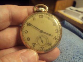 ANTIQUE 1936 ELGIN 10K GOLD FILLED POCKETWATCH 15J RUNNING STRONG 2