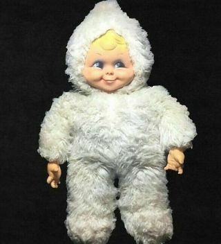 Vintage Rushton Rubber Face Snow Baby Push Doll Rare 20” Midcentury