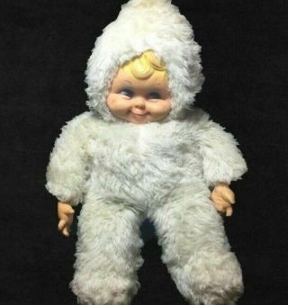 Vintage Rushton Rubber Face Snow Baby Push Doll RARE 20” Midcentury 4