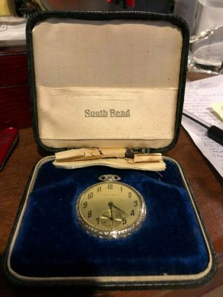 Vintage South Bend 429 19j 4 Adj 12 Size Gold Filled Pocket Watch Running