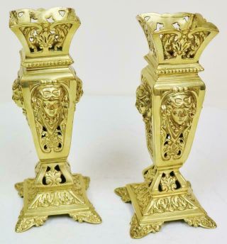 Antique French Pierced Bronze Ormolu Mantel Clock Side Urn Garnitures 2