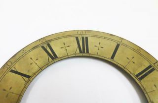 Rare Very Early 18thc Engraved Brass Longcase Clock Dial Chapter Ring 9.  5 Inch 2