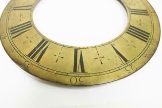 Rare Very Early 18thc Engraved Brass Longcase Clock Dial Chapter Ring 9.  5 Inch 3