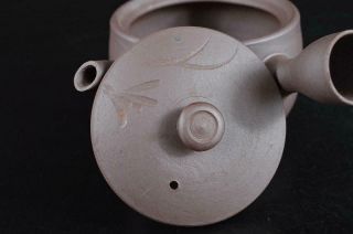 S6473: Japanese Banko - ware Flower sculpture TEAPOT Kyusu Sencha,  Tea Ceremony 4