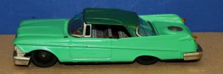 Vintage Bandai Japan Tin Friction 1960 Chrysler Imperial Hardtop 8.  5 " Green/ Blk