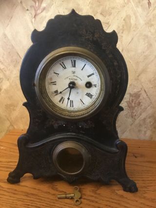 Antique Mantle Clock Wind Up Key 1852 Terhune & Edwards Nyc Pendulum Window
