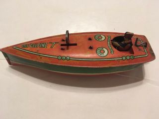 Lindstrom - The Delfine " 7 " Toy Speed Boat Wind Up Mechanism