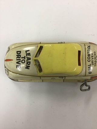 1950s Vintage Marx Tin Wind Up Toy Car Safe Driving School Learn To Drive Yellow