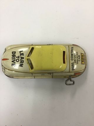 1950S VINTAGE MARX TIN WIND UP TOY CAR SAFE DRIVING SCHOOL LEARN TO DRIVE YELLOW 2