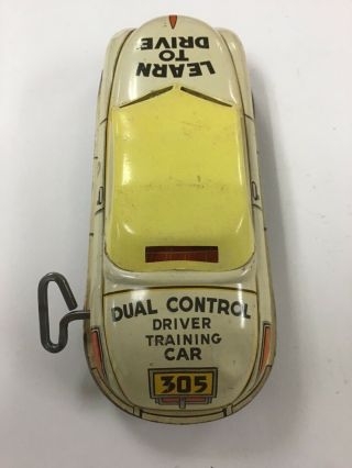 1950S VINTAGE MARX TIN WIND UP TOY CAR SAFE DRIVING SCHOOL LEARN TO DRIVE YELLOW 5