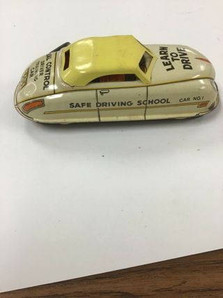 1950S VINTAGE MARX TIN WIND UP TOY CAR SAFE DRIVING SCHOOL LEARN TO DRIVE YELLOW 7