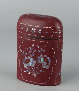 Chinese Exquisite Handmade Flower Mother - Of - Pearl Lacquer Toothpick Box