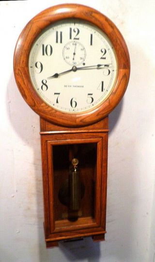 Seth Thomas 2 Weight Driven Wall Clock - - Vintage Railroad Regulator