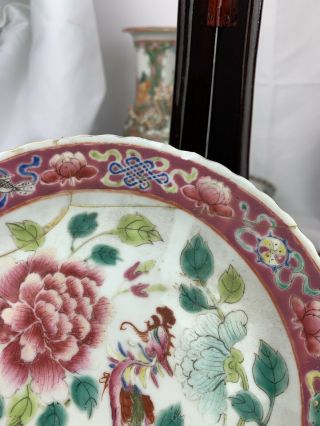 Chinese Famille Rose Porcelain Nyonya Straits Phoenix Plate 19th C 6