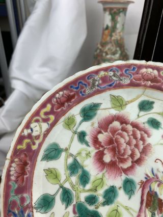 Chinese Famille Rose Porcelain Nyonya Straits Phoenix Plate 19th C 7