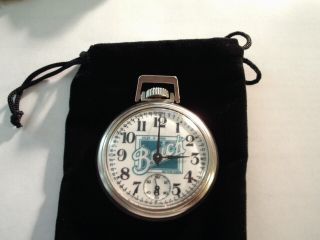 Vintage 16s Pocket Watch Buick Auto Theme Case & Dial Runs Well.