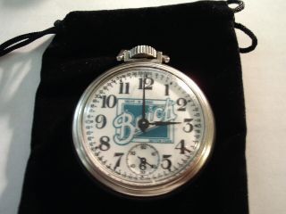 Vintage 16S Pocket Watch Buick Auto Theme Case & Dial Runs Well. 2