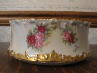 Antique Limoges T & V Porcelain Hand Painted Bowl Roses Signed Fexier France