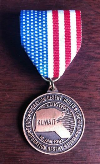Usa Medal For Operations Desert Storm & Desert Shield Liberation & Peace Kuwait