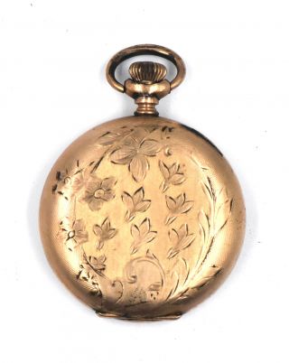 EXCELSIOR FANCY ENGRAVED HUNTER CASE POCKET WATCH GOLD FILL PARTS REPAIRS 2