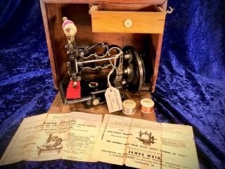 Antique Vintage Old Weir Raymond Handcrank Sewing Machine,  Circa 1870’s