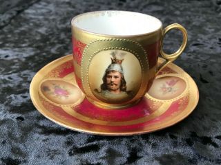 Royal Vienna Beehive Demitasse Or Chocolate With Plate Portrait/cameo Royalty