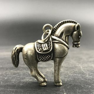 Exquisite Chinese Tibetan Silver Copper Hand Carved Horse Pendant.  Yr