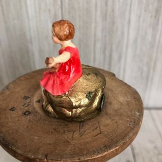 Antique Tape Measure Germany Figural Celluloid Girl With Mandolin 2