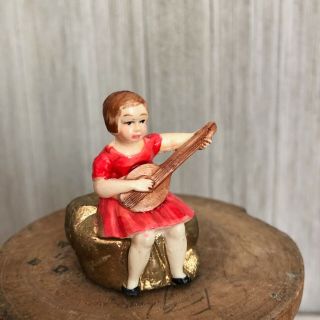 Antique Tape Measure Germany Figural Celluloid Girl With Mandolin 4
