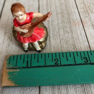 Antique Tape Measure Germany Figural Celluloid Girl With Mandolin 8