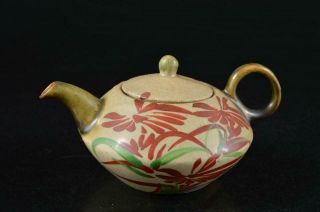 S3735: Japanese Tsuboya - Ware Colored Porcelain Flower Pattern Teapot Sencha