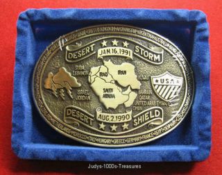 Desert Storm Belt Buckle Solid Brass 1990 To 1991 Made In The U.  S.  A.