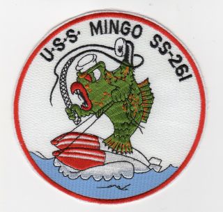 Uss Mingo Ss 261 - Fish On Torpedo,  Whip,  Scope Bc Patch Cat No B790