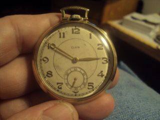 Antique 1937 Elgin 10k Gold Filled Pocketwatch 17j Running Strong
