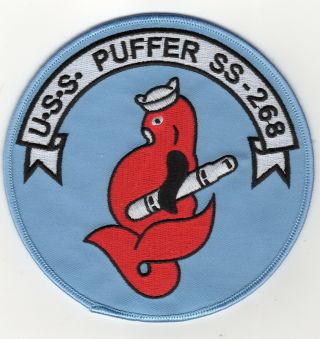 Uss Puffer Ss 268 - Puffer/fish Blue Bkgnd Bc Patch Cat No C5335