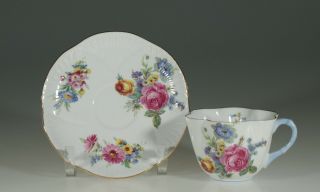 Shelley Pink And Yellow Roses Dainty Tea Cup And Saucer,  Engalnd C.  1945