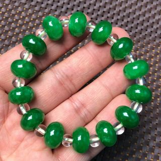 Chinese Rare Collectible Green Jadeite Jade Carve Abacus Beads Handwork Bracelet