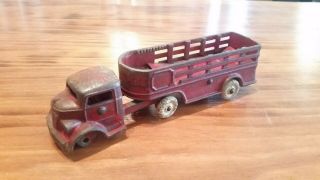 Rare Antique Vintage Kenton Toys Cast Iron Semi Truck And Staved Trailer 1930s
