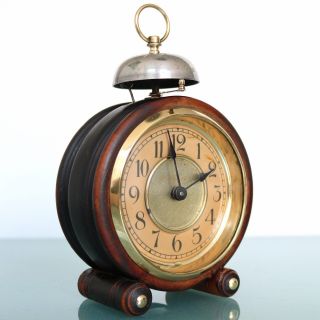 Antique German Junghans Pfeilkreuz Alarm Mantel Clock 1921 Bauhaus Restored Top