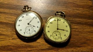 2x Vintage Elgin Pocket Watches As - Is,  Non