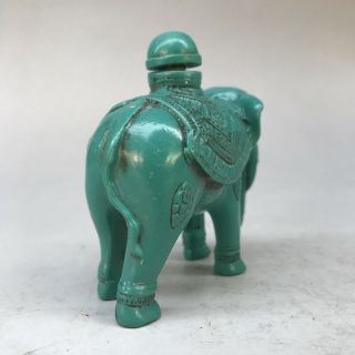 Pure hand - carved snuff bottle artificial turquoise elephant statue 3
