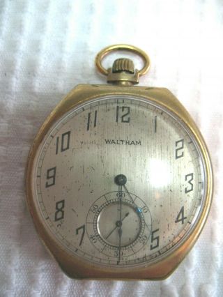 Vintage Waltham Pocket Watch 15 Jewels Illinois Case Aww 24018620 Gold Design