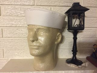 Military Issue White U.  S.  Navy Cotton Sailor Hat Dixie Cup (7 1/4)