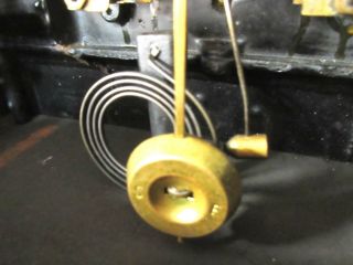 Antique Enameled Cast Iron Shelf Mantle Clock w/ Lion Head,  Key & Pendulum 8