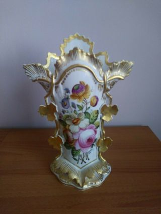 Antique Old Paris Hand Painted Porcelain Vase 13.  5 ".