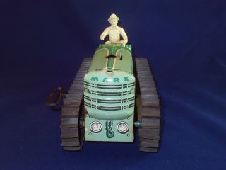 Vintage Tin Litho Metal Marx Number 5 tractor with Driver and Key - Toy 3