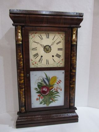 ANTIQUE SETH THOMAS OGEE CLOCK WITH ALARM,  8 DAY,  TIME/STRIKE 2