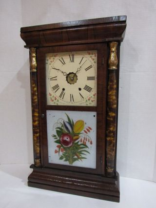 ANTIQUE SETH THOMAS OGEE CLOCK WITH ALARM,  8 DAY,  TIME/STRIKE 3