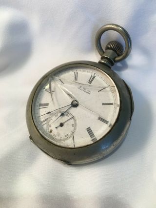 Antique Waltham Grade 1,  Model 1883,  18 Size Pocket Watch For Repair
